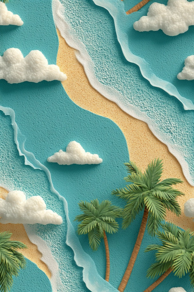 Tropical Beach Wallpaper Palm Trees Ocean Wall Mural pattern artwork