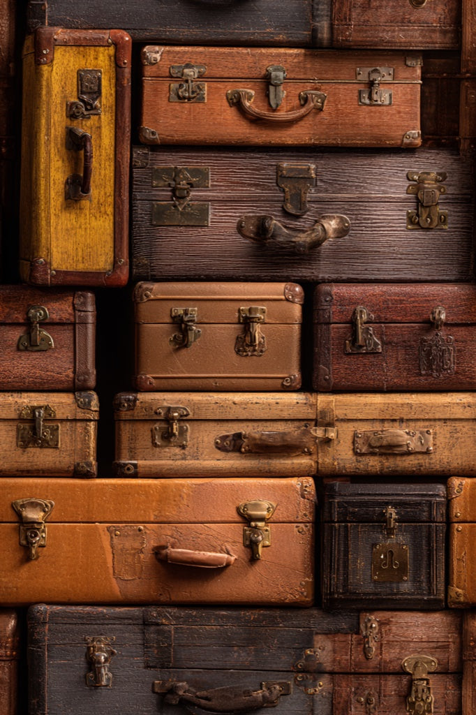 Vintage Suitcases Wallpaper Rustic Antique Decorative Mural pattern artwork