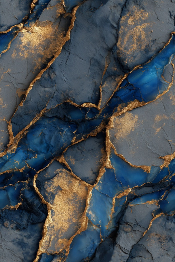 Marble Wallpaper Blue Golden Look Decorative Mural pattern artwork