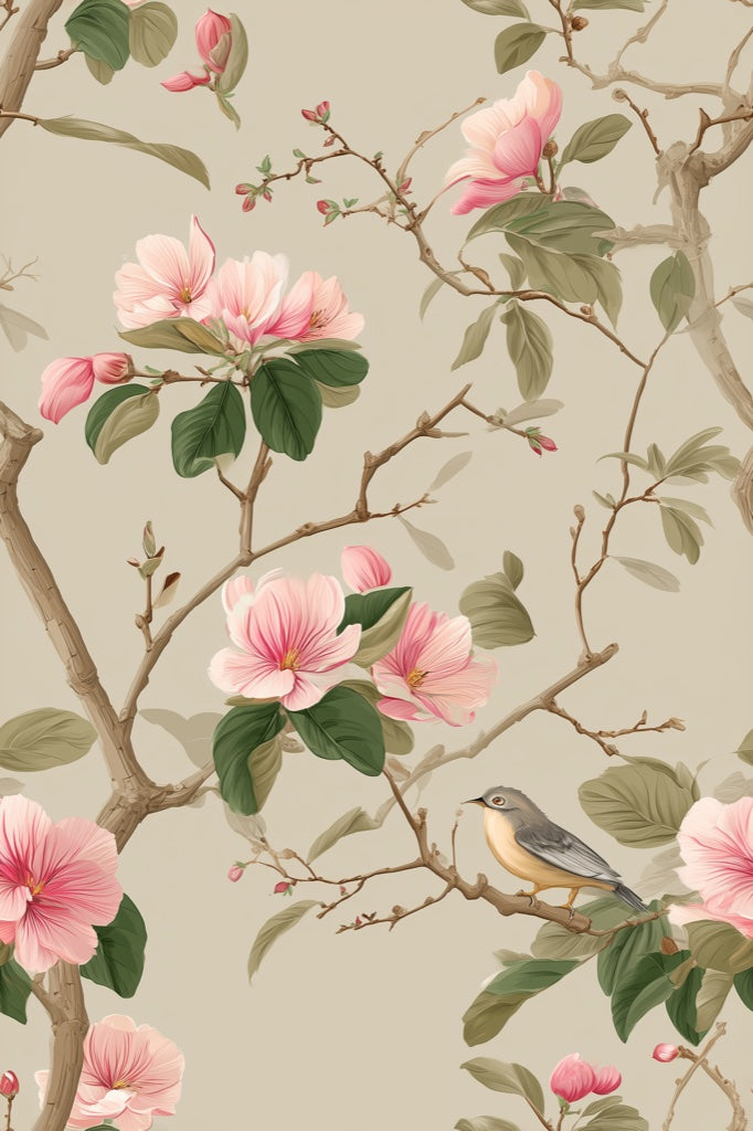 Floral Wallpaper Vintage Bird Decorative Mural pattern artwork