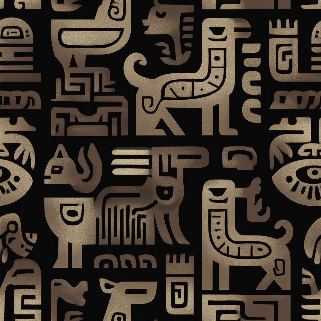 Stylized Animal Wallpaper Geometric Tribal Decorative Mural pattern artwork
