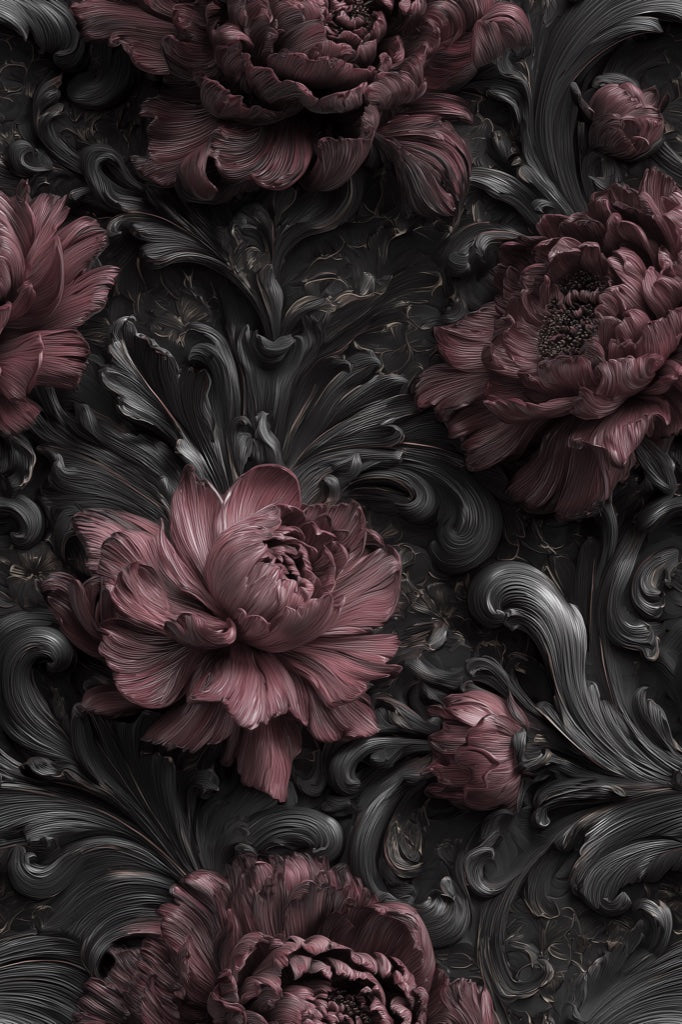 Floral Wallpaper Dark Luxurious Decorative Mural pattern artwork