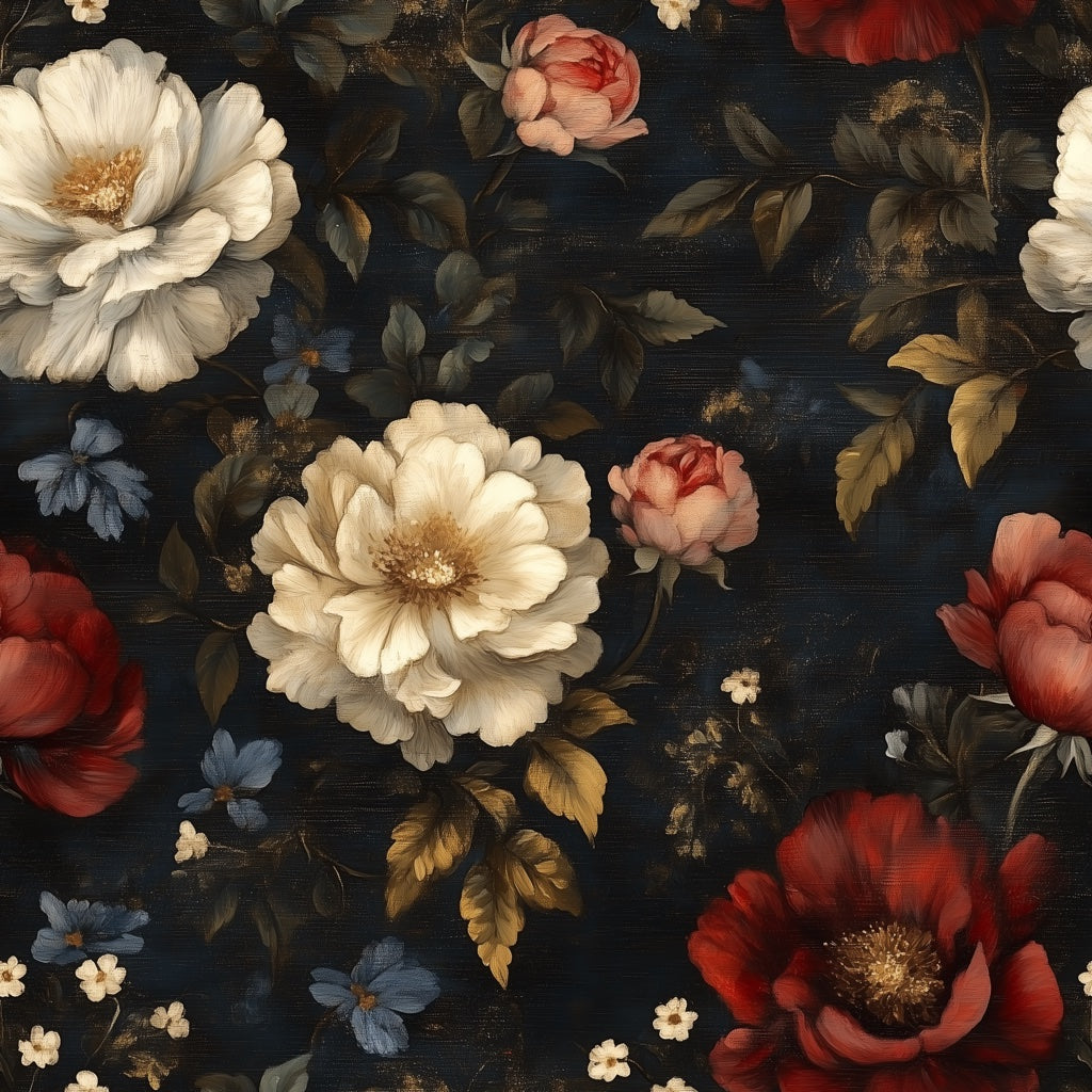Vintage Dark Floral Rose Pattern Wallpaper pattern artwork