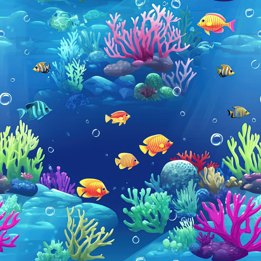 Vibrant Underwater Coral Reef Fish Wallpaper pattern artwork
