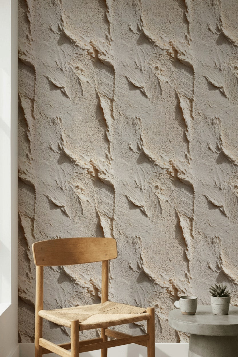Textured Cream Plaster Effect Wallpaper