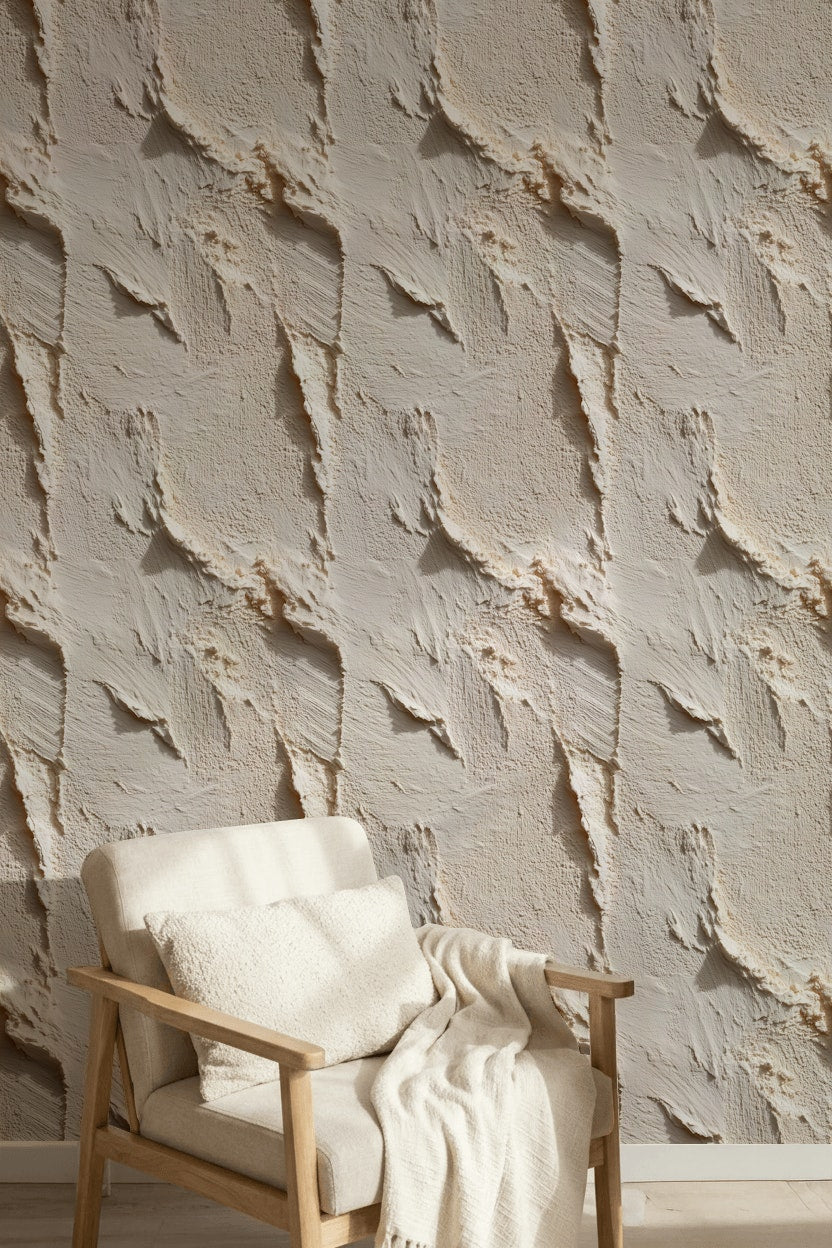 Textured Cream Plaster Effect Wallpaper