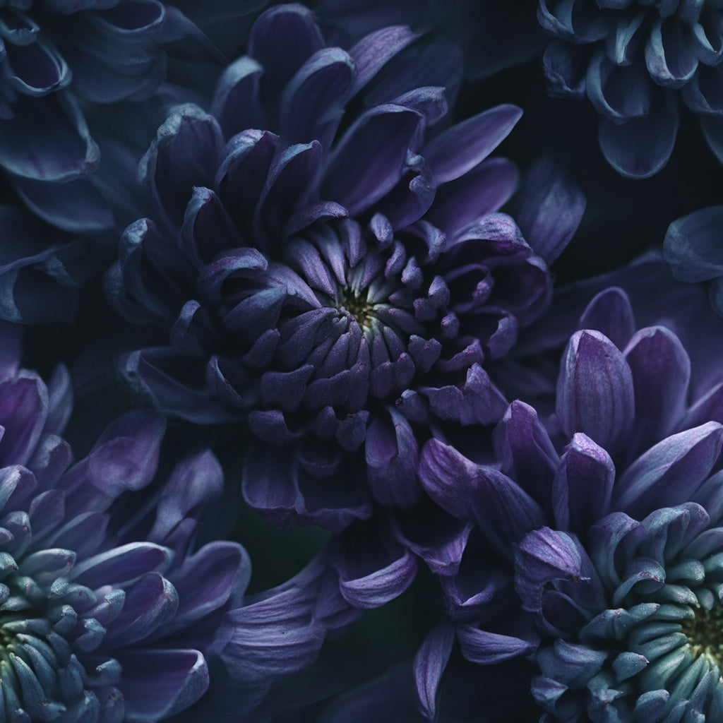 Deep Midnight Purple Floral Blossom Wallpaper pattern artwork
