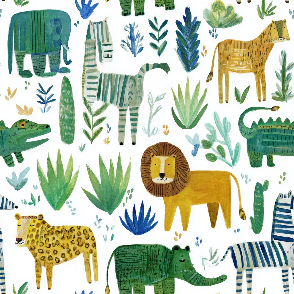 Shades Of Green Wallpaper Animals Fun Wall Decor pattern artwork