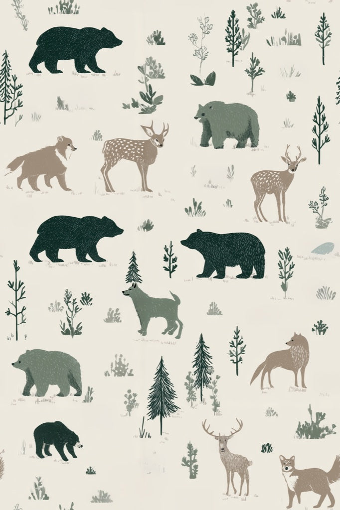 Shades Of Green Wallpaper Minimalist Forest Wall Decor pattern artwork