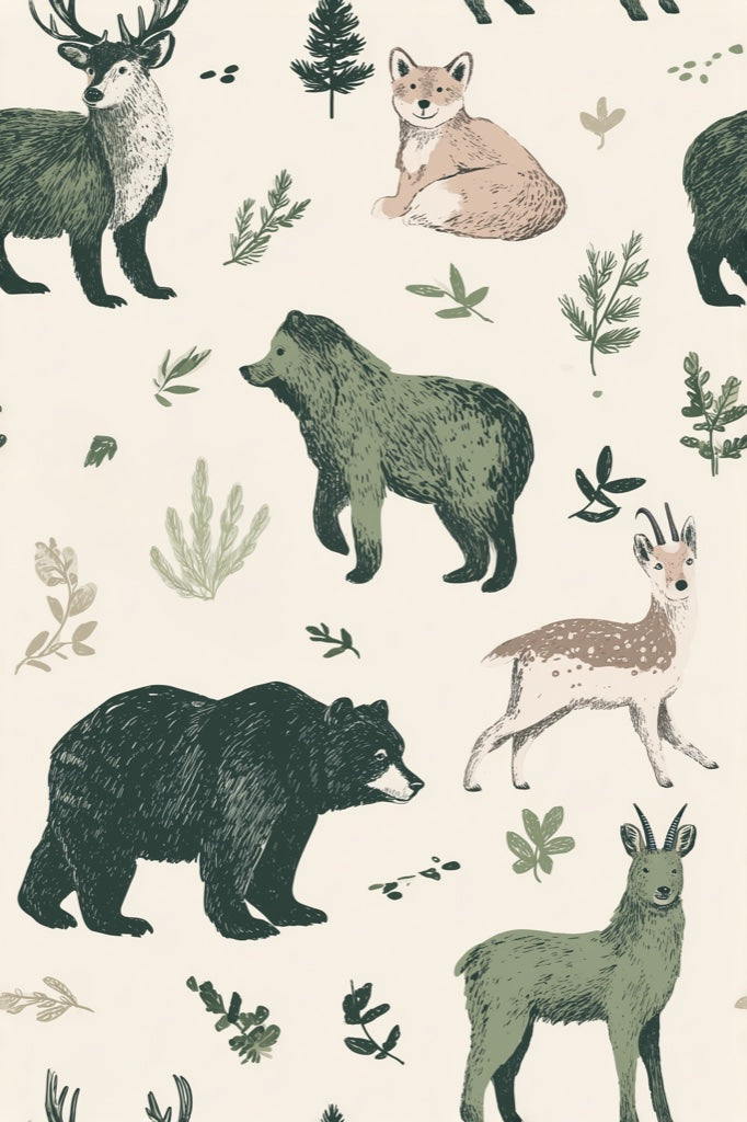 Animals Wallpaper Botanical Illustrative Mural pattern artwork