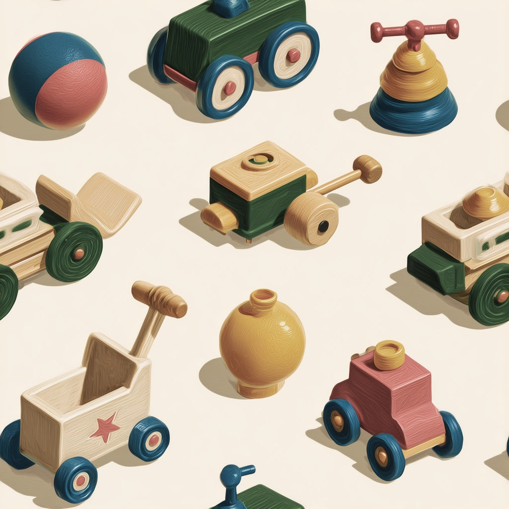 Vintage Toys Wallpaper Geometric Abstract Mural pattern artwork