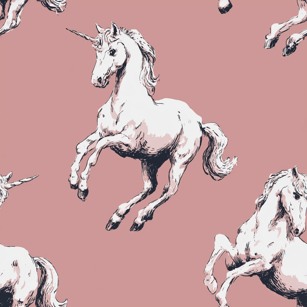 Unicorn Wallpaper Vintage Pink Removable Wall Decor pattern artwork