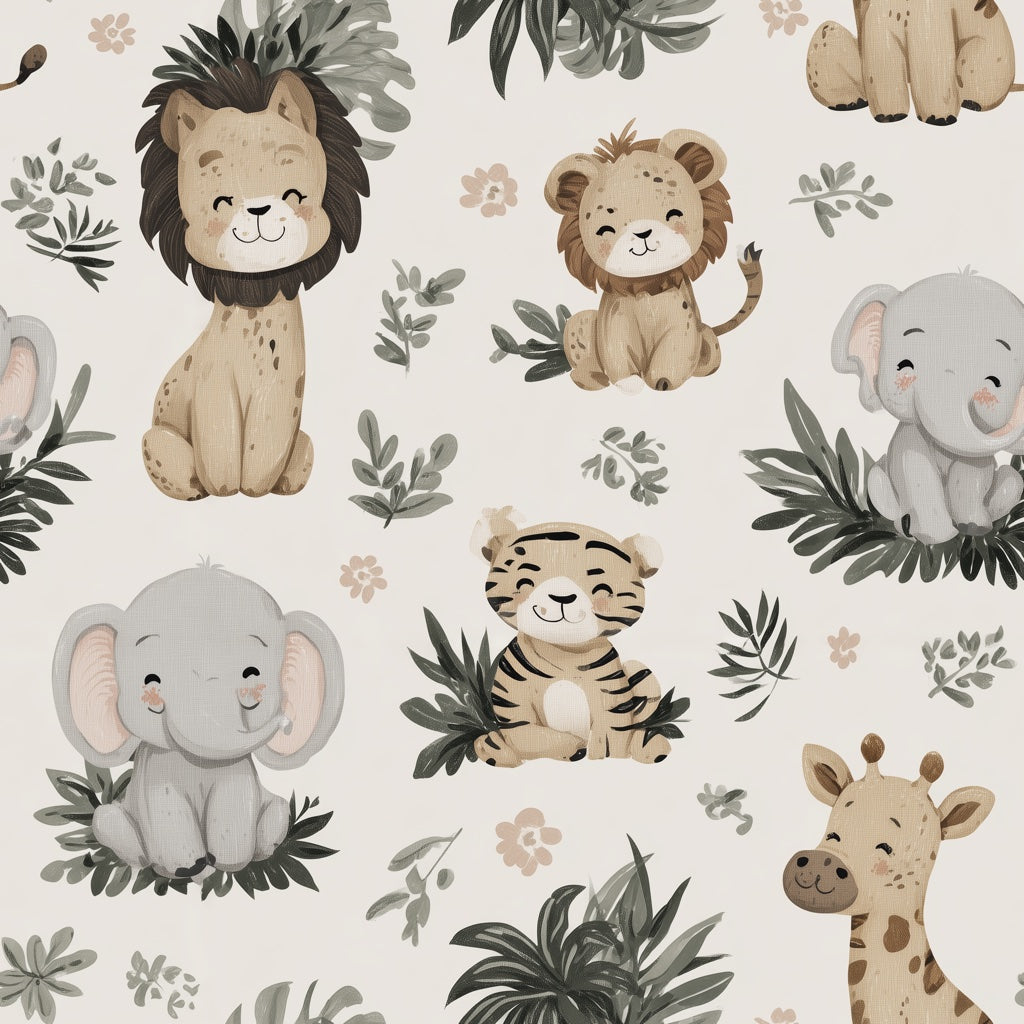 Animals Wallpaper Cartoon Playful Decorative Mural pattern artwork