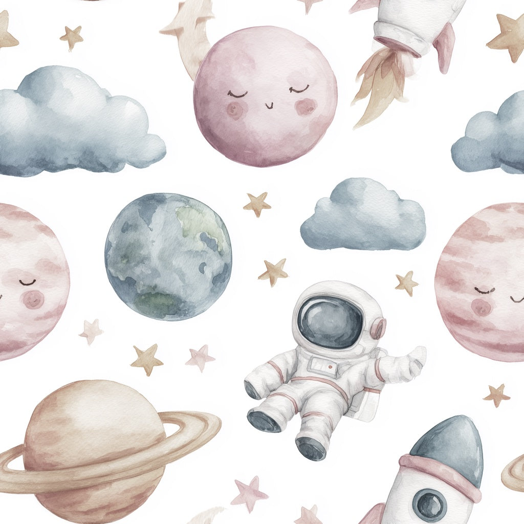 Abstract Pattern Wallpaper Planets Astronaut Wall Decor pattern artwork