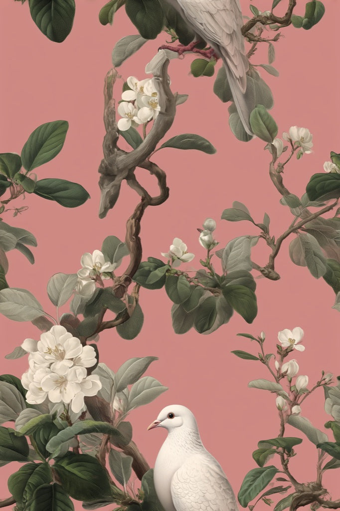 Floral Wallpaper Vintage Removable Bird Wall Mural pattern artwork
