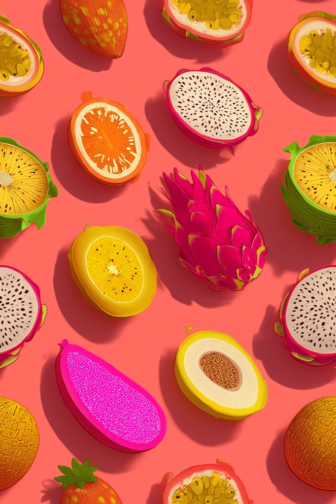 Tropical Fruits Wallpaper Vibrant Removable Abstract Wall Mural pattern artwork