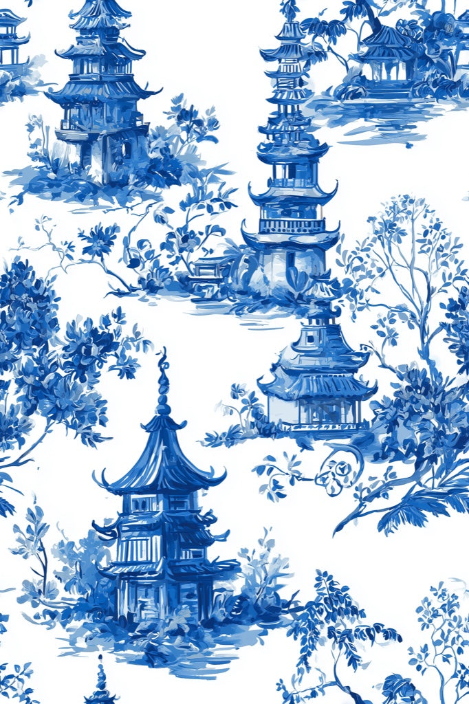 White Background Wallpaper Pagoda Classic Wall Decor pattern artwork