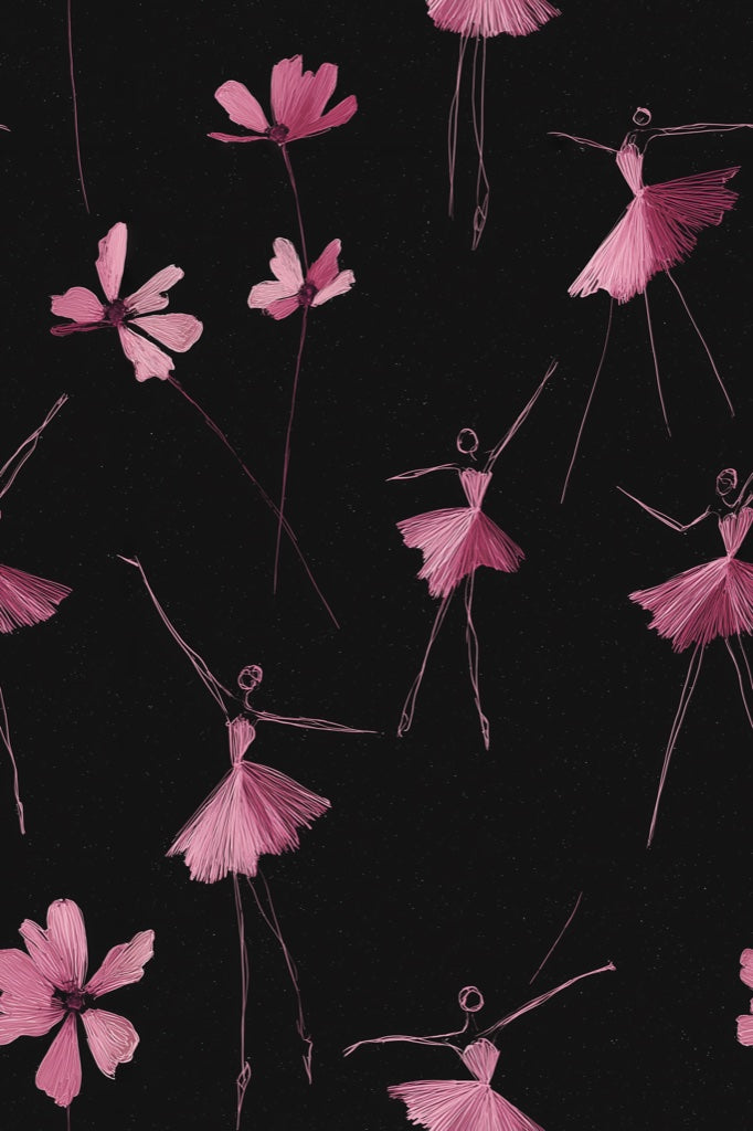 Ballerinas Wallpaper Abstract Flowers Decorative Mural pattern artwork