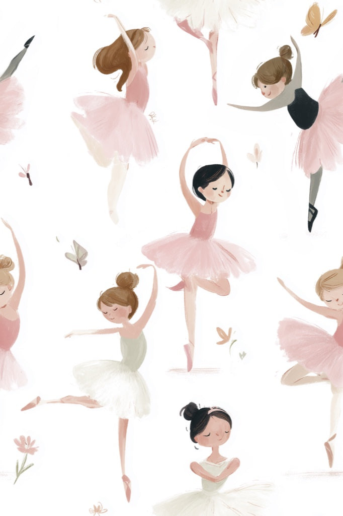 Ballerinas Whimsical Wallpaper Removable Wall Decor pattern artwork