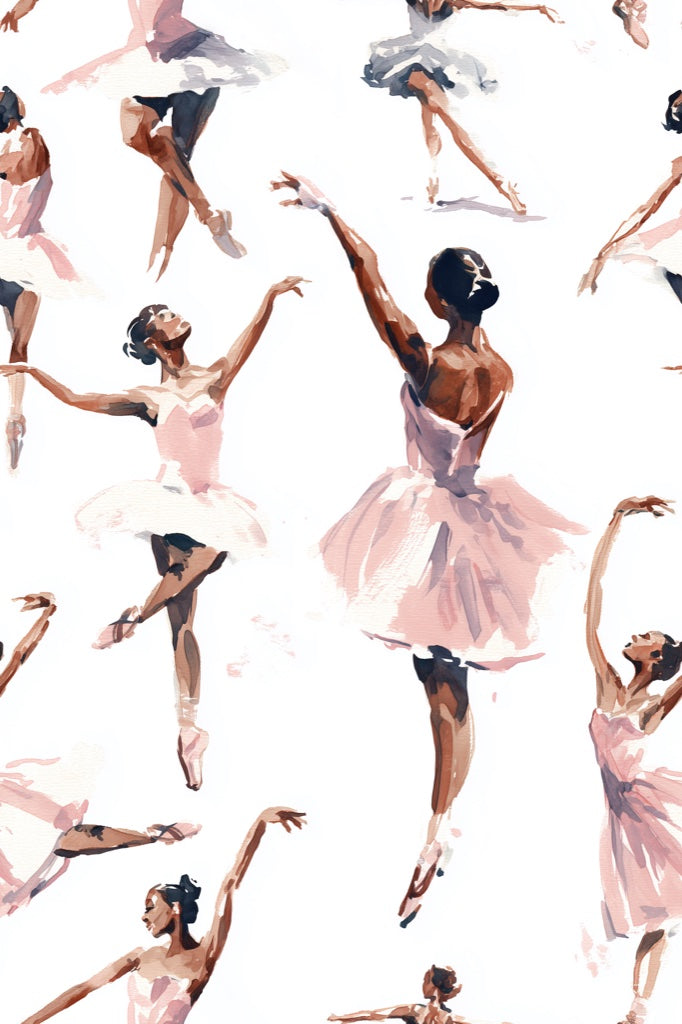 Ballet Dancers Wallpaper Abstract Pink Decorative Mural pattern artwork