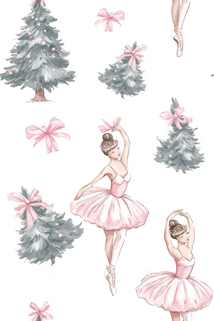 White Background Wallpaper Ballerina Romantic Wall Mural pattern artwork