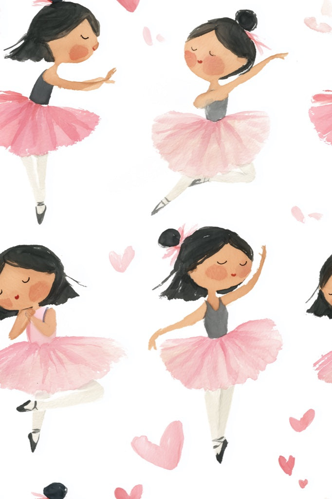 White Background Wallpaper Ballerina Heart Removable Wall Decor pattern artwork