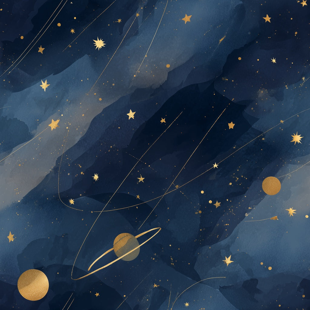 Cosmic Wallpaper Stars Planets Decorative Mural pattern artwork