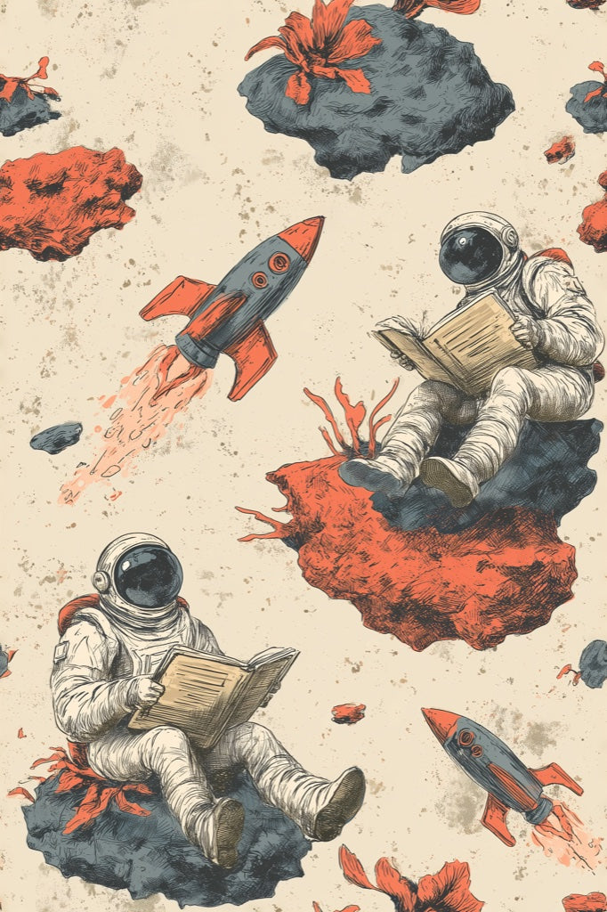 Astronaut Wallpaper Space Vintage Decorative Mural pattern artwork