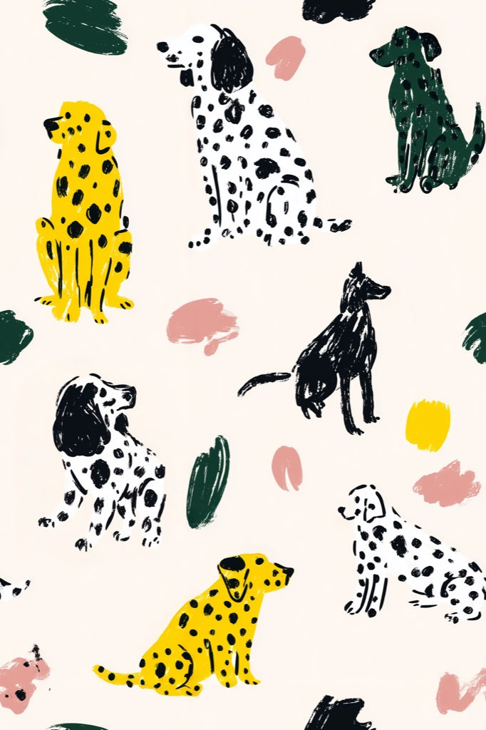 Dogs Wallpaper Abstract Vibrant Decorative Mural pattern artwork