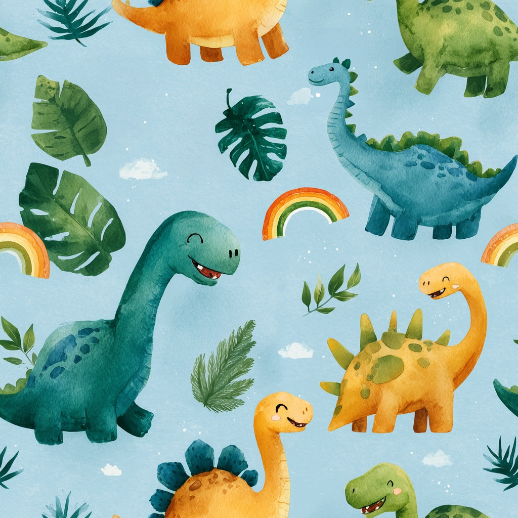 Dinosaurs Wallpaper Tropical Cartoon Decorative Mural pattern artwork