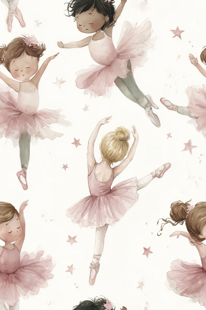 Ballerinas Wallpaper Pink Removable Whimsical Wall Mural pattern artwork