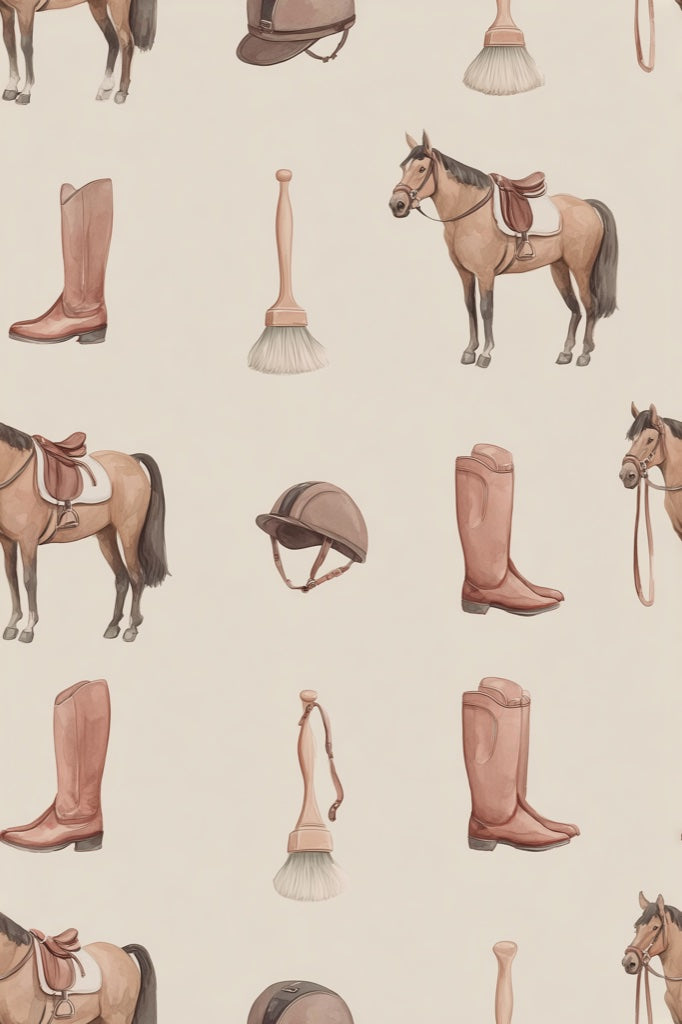 Equestrian Wallpaper Vintage Horses Removable Wall Decor pattern artwork