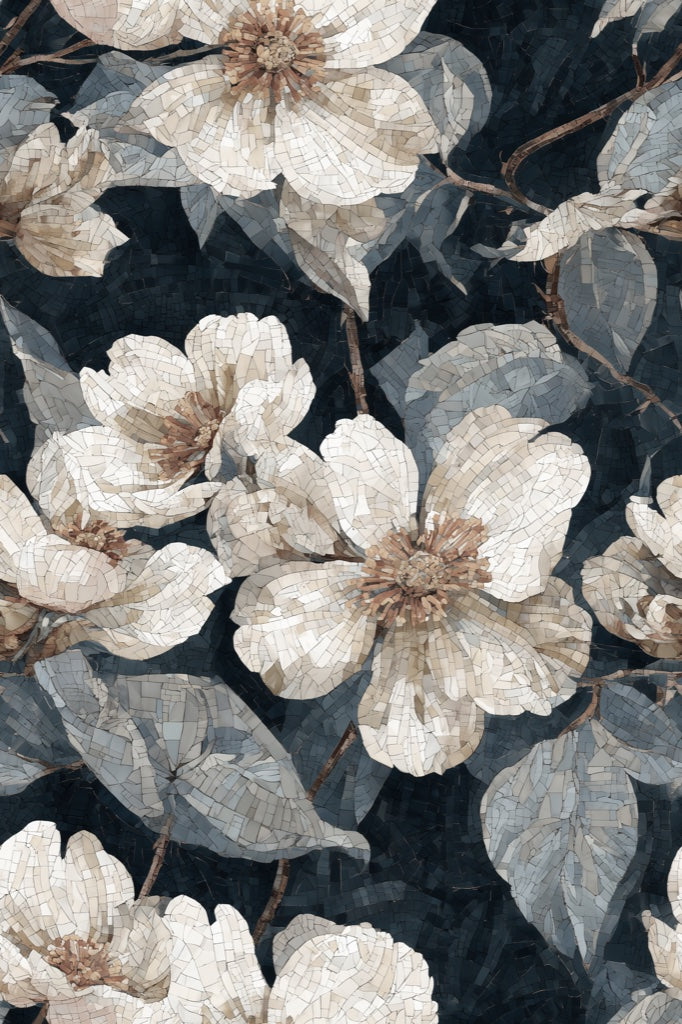 Floral Wallpaper Mosaic Removable Vintage Wall Mural pattern artwork