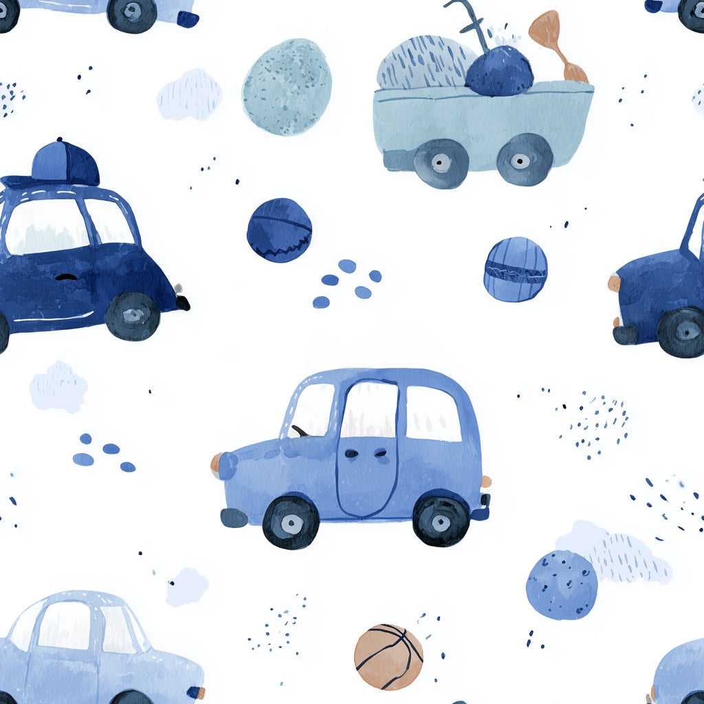 White Background Wallpaper Blue Cars Wall Mural pattern artwork