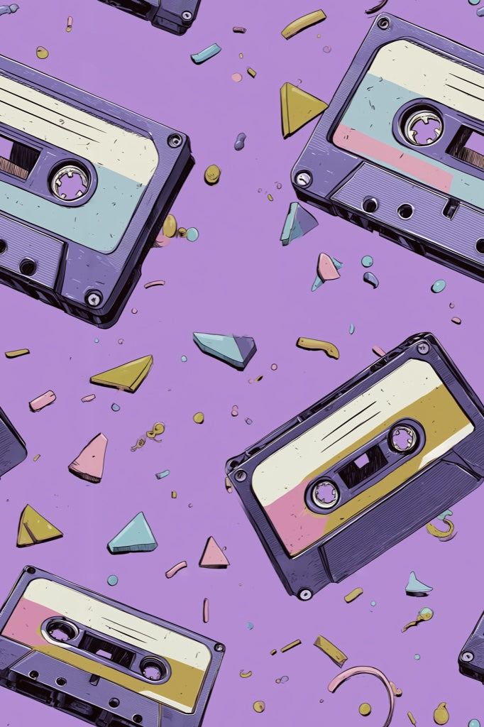 Purple Background Wallpaper Retro Geometric Wall Art pattern artwork