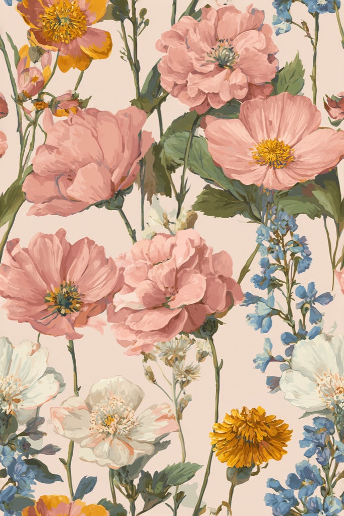 Vintage Wallpaper Floral Removable Traditional Wall Mural pattern artwork