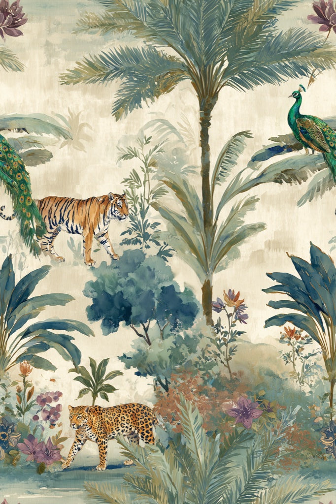 Shades Of Green Wallpaper Tropical Vintage Wall Mural pattern artwork