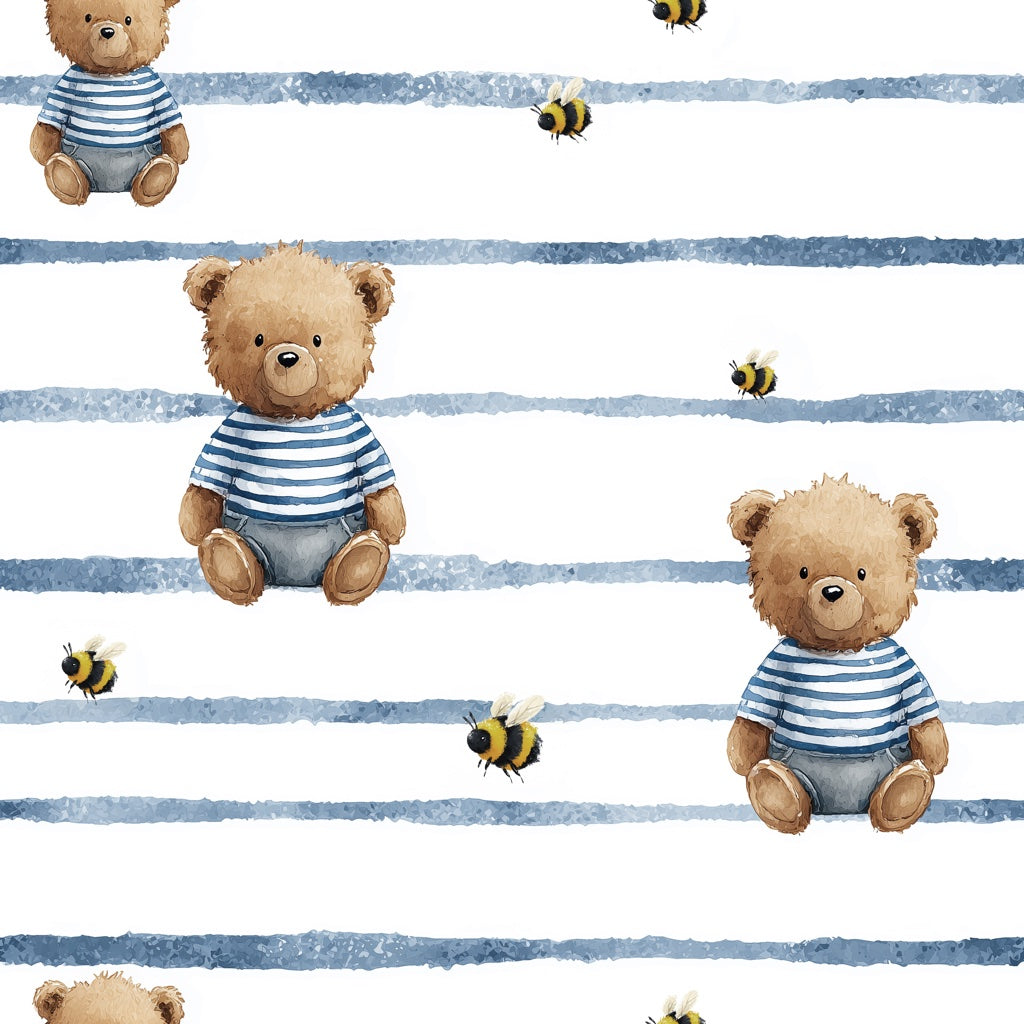 White Background Wallpaper Bear Removable Honey Wall Mural pattern artwork