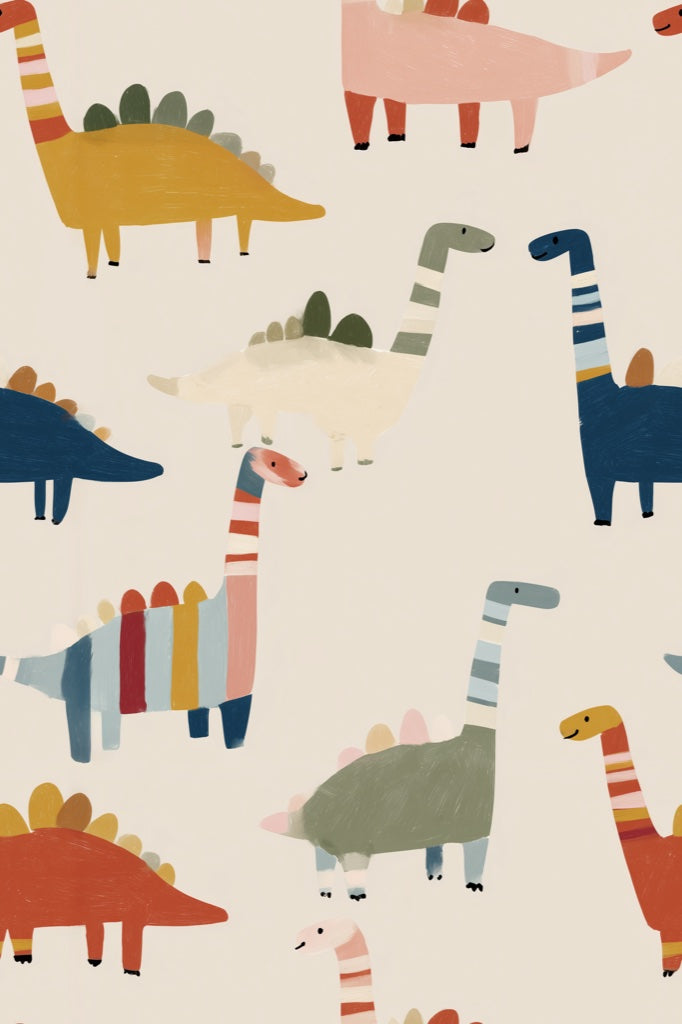 Dinosaurs Wallpaper Cartoon Whimsical Wall Decor pattern artwork