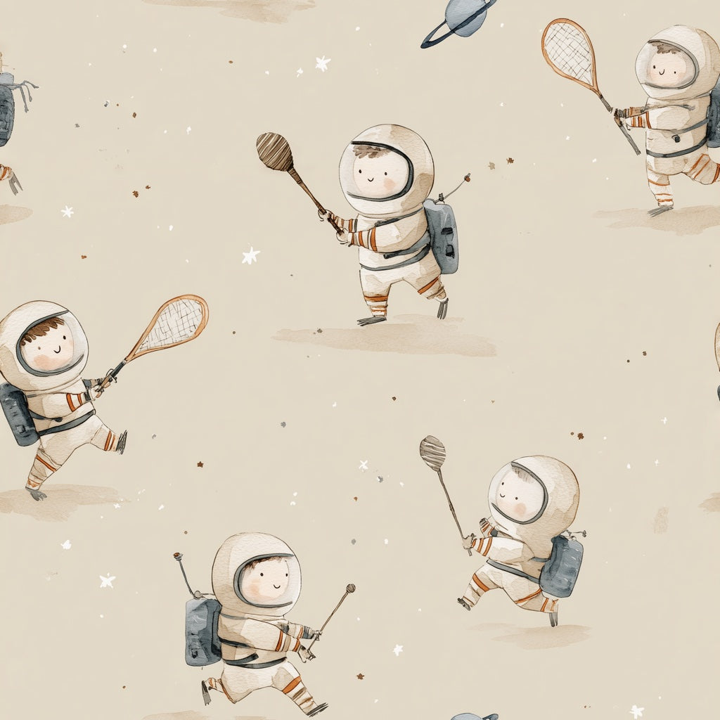 Astronaut Wallpaper Playful Space Decorative Mural pattern artwork