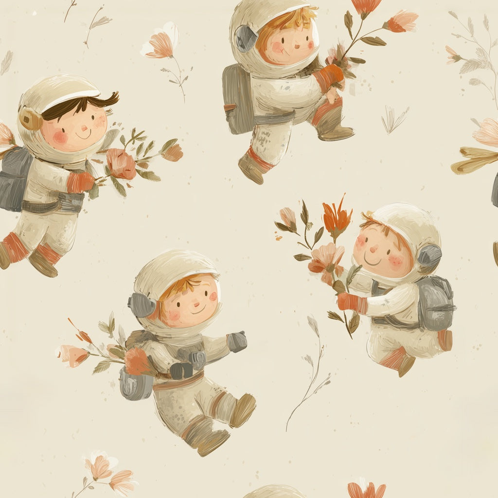 Astronaut Wallpaper Children Whimsical Wall Decor pattern artwork