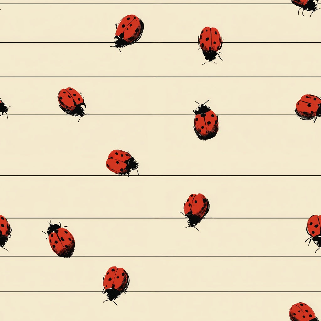 Ladybugs Wallpaper Striped Modern Wall Art pattern artwork