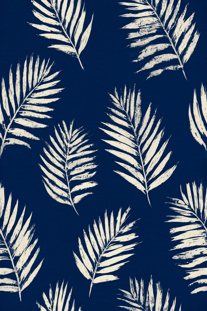 Palm Leaves Wallpaper Navy Tropical Removable Wall Decor pattern artwork