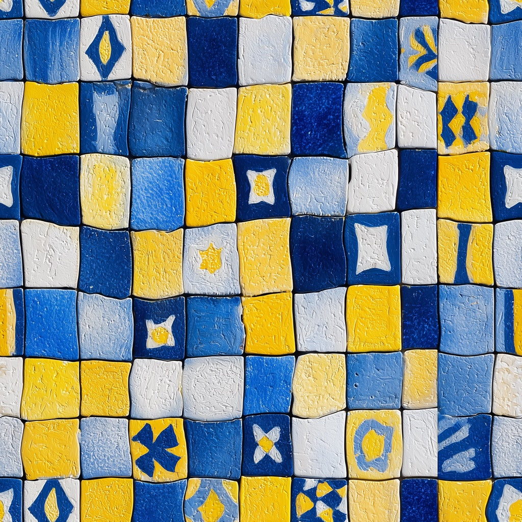 Geometric Mosaic Wallpaper Painted Tiles Mediterranean Removable Wall Decor pattern artwork