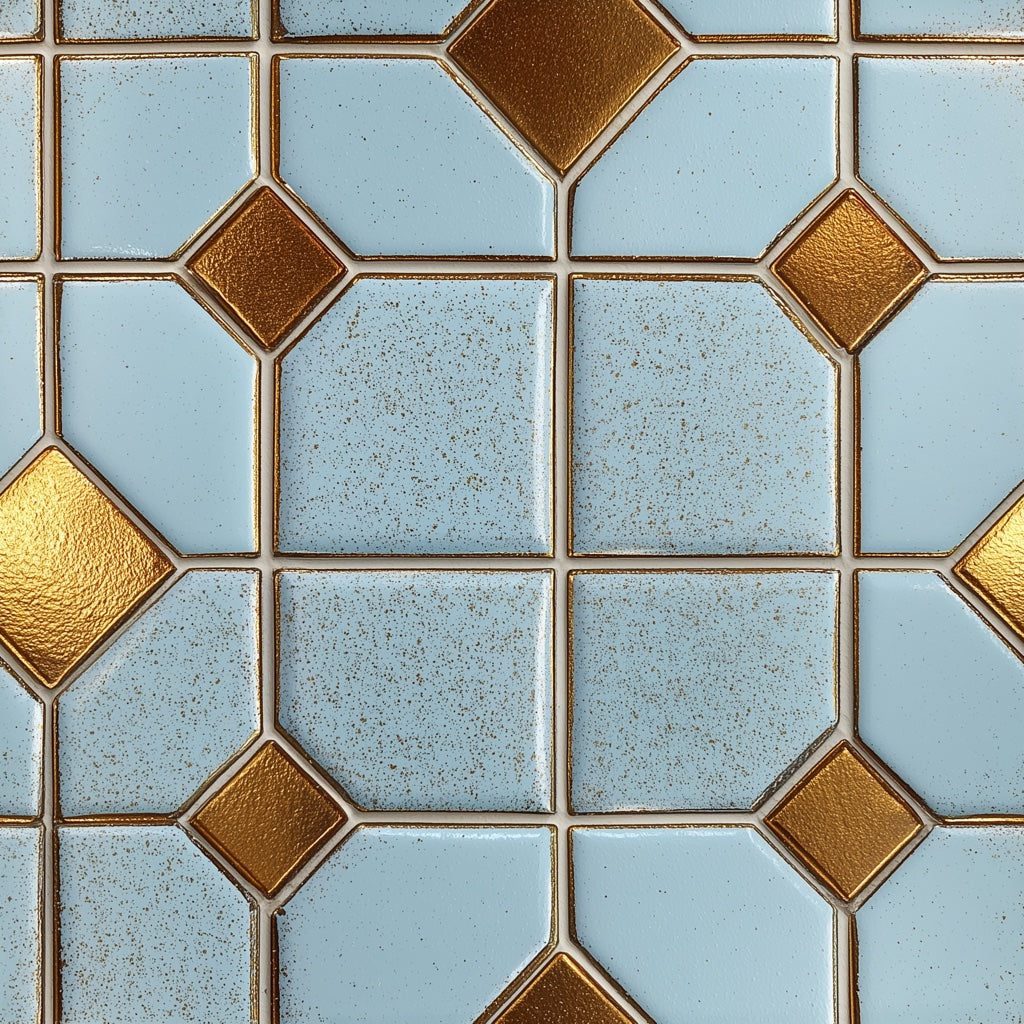Geometric Tile Wallpaper Trellis Grid Removable Metallic Gold Accents Wall Decor pattern artwork