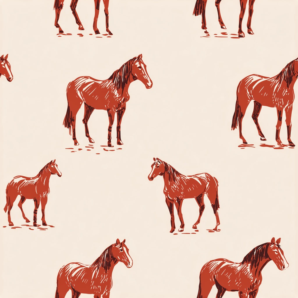 Horse Wallpaper Equestrian Removable Animal Motif Wall Decor pattern artwork