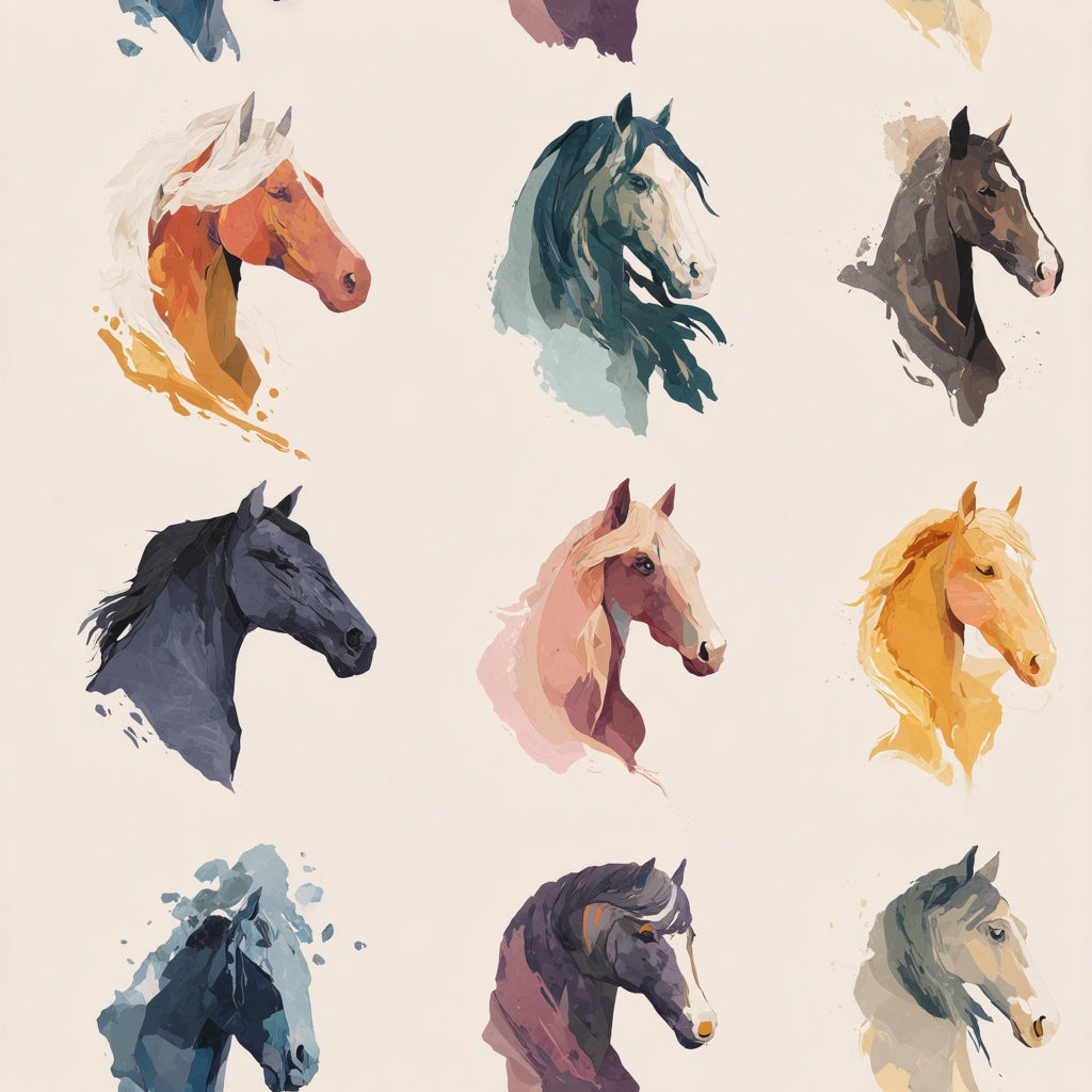 Horse Wallpaper Equestrian Removable Animal Portrait Wall Decor pattern artwork