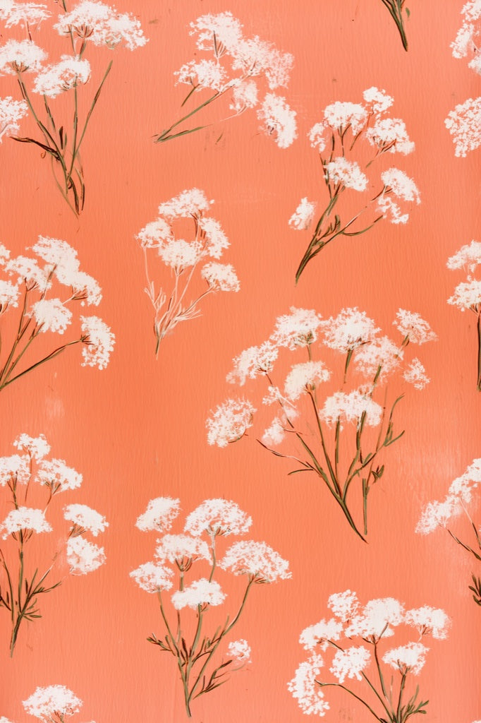 Floral Wallpaper Orange Removable Modern Wall Mural pattern artwork