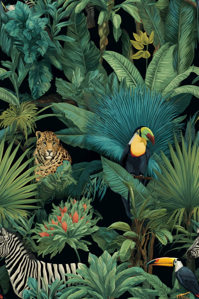 Tropical Wallpaper Jungle Flora Decorative Mural pattern artwork