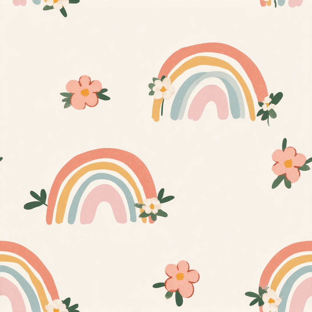 Whimsical Rainbow Wallpaper Playful Pastel Decorative Mural pattern artwork